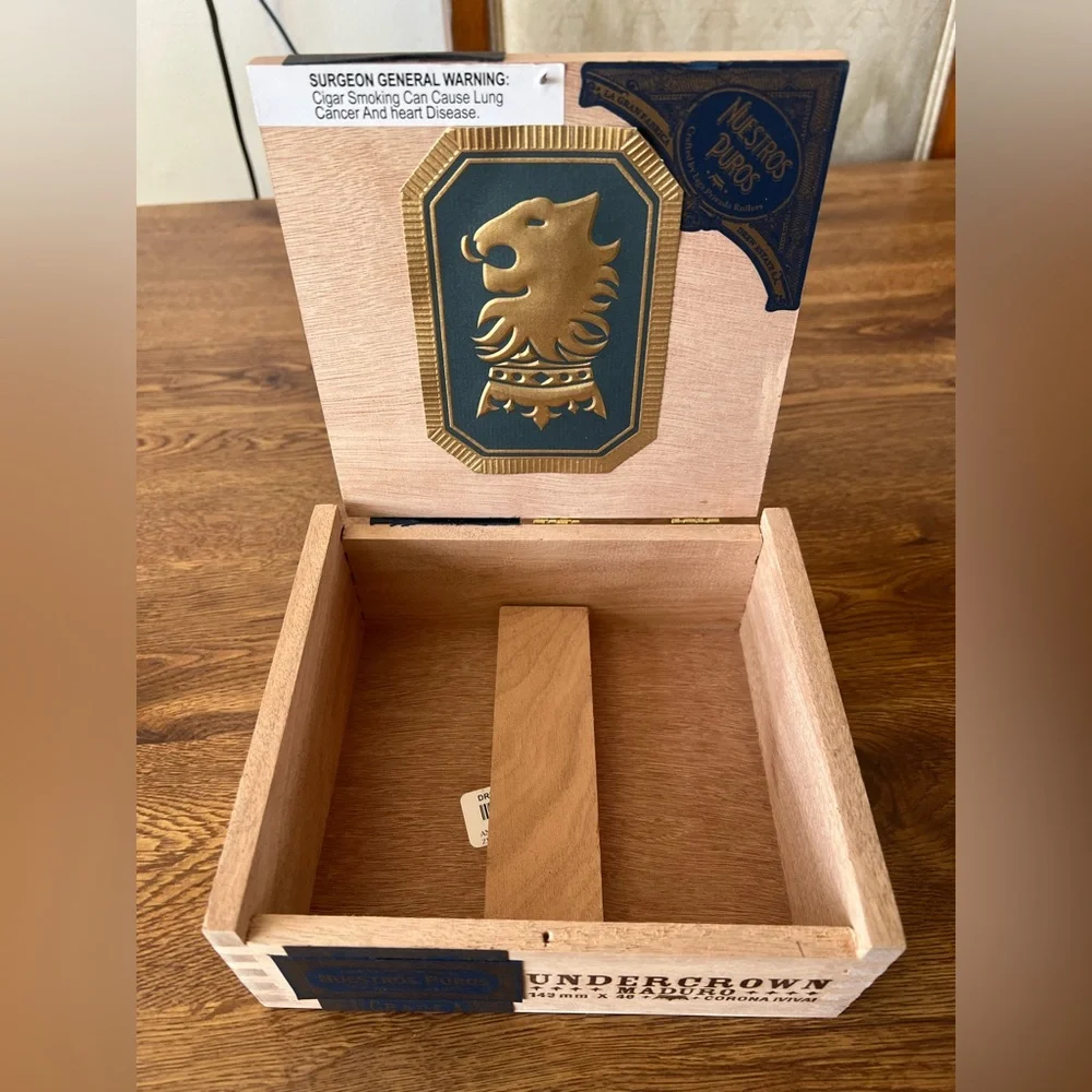Lot of 2 EMPTY Wood Undercrown Maduro Cigar Boxes for Crafting Storage, etc